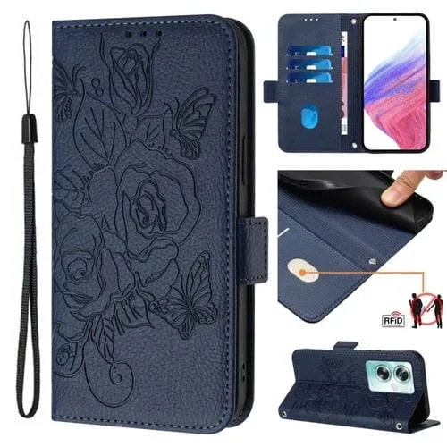 Funda para OnePlus Nord N30 Se 5G de Cuero Antirrobo RFID con Relieve Rosa (Azul Oscuro)