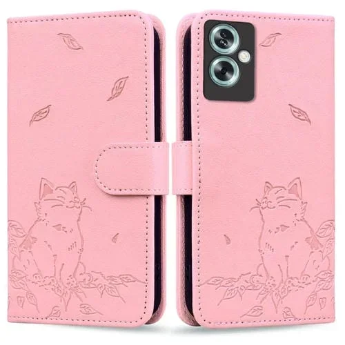 Funda para OnePlus Nord N30 Se de Cuero con Relieve de Gato Lindo (Rosa)