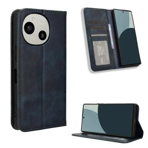Funda para Sharp Aquos R9 de Cuero con Textura Retro y Hebilla Magnética (Azul)