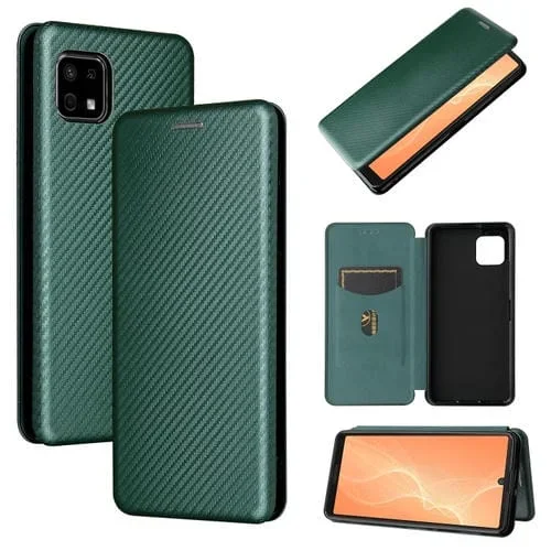 Funda para Sharp Aquos Sense 6 Flip Horizontal Magnética TPU PC Cuero PU con Ranura (Verde)