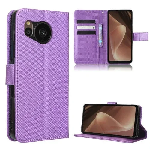 Funda para Sharp Aquos Sense7 Plus de Cuero con Textura de Diamante (Púrpura)