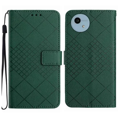 Funda para Sharp Aquos Wish 4 de Cuero con Textura de Rejilla Rómbica (Verde)