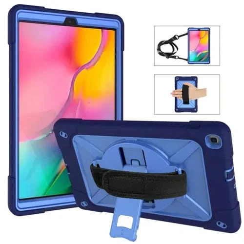 Funda para Tablet Galaxy Tab a 10.1 T510 (2019) Silicone + PC con Soporte (Azul Marino + Azul)
