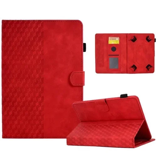Funda para Tablet Universal 10,0 Pulgadas Cuero con Relieve de Rombos (Rojo)