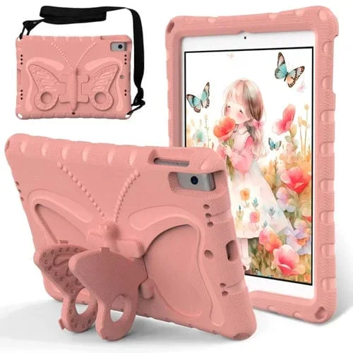 Funda para Tableta Eva Apple iPad 10.2 (2021/2020/2019) con Soporte de Mariposa a Prueba de Golpes (Rosa Naranja)