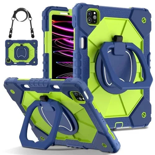 Funda para Tableta Híbrida para iPad Pro 11 (2022) y Air 10.9 (2022) con Robot (Verde Amarillo Marino)