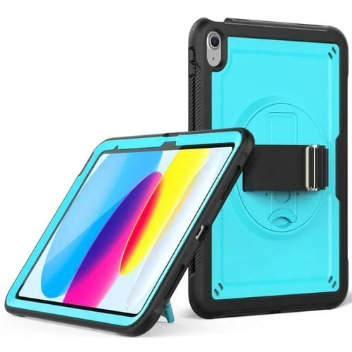 Funda para Tableta iPad 2025/2022 Soporte Giratorio Agarre Manual (Azul Claro)
