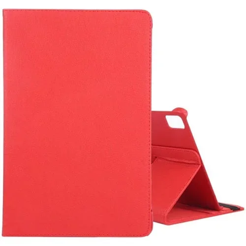 Funda para Tableta iPad Air 11 2024 Cuero Textura Litchi Rotación 360 Soporte (Rojo)