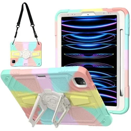 Funda para Tableta iPad Air 2022 10.9 y Pro 11 2022 Silicona Híbrida con Soporte y Correa (Colorido)
