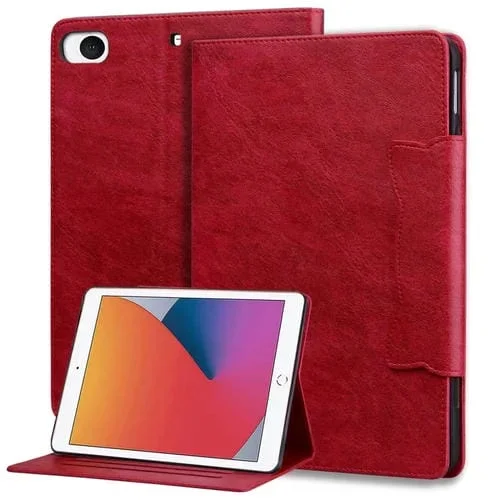 Funda para Tableta iPad Mini 5/4/3/2/1 Cuero con Hebilla de Gato (Rojo)