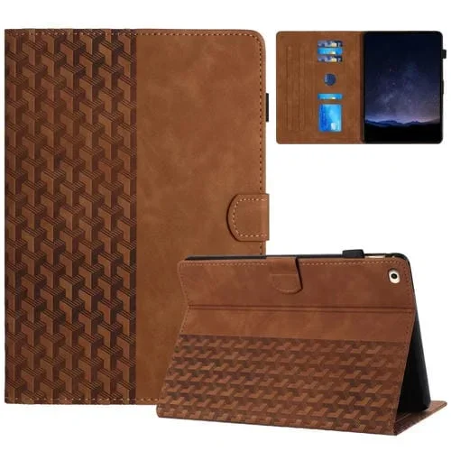 Funda para Tableta iPad Mini 5/4/3/2/1 Cuero En Relieve con Bloques de Construcción (Marrón)