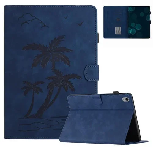 Funda para Tableta iPad Mini 6 Cuero Inteligente con Relieve de Árbol de Coco (Azul)