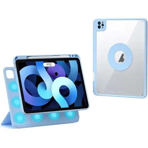 Funda para Tableta iPad Pro 11 2022 Air 10.9 2022 Cuero Desmontable Magnética Giratoria Ranura Bolígrafo (Azul)