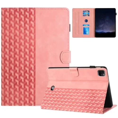 Funda para Tableta iPad Pro 11 2022 / Air 10.9 2022 Cuero En Relieve Bloques de Construcción (Rosa)