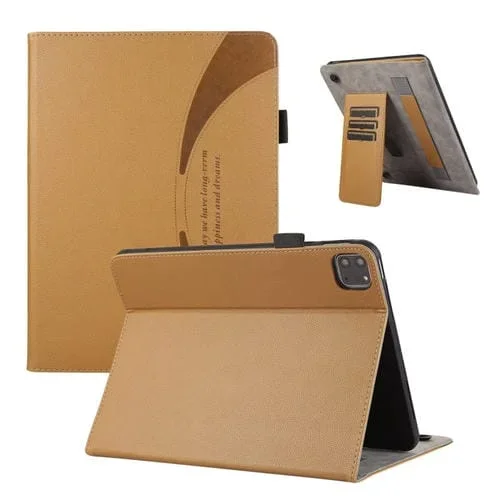 Funda para Tableta iPad Pro 11 2022 y Air 10.9 2022 Cuero Textura Litchi con Ventosa (Marrón)