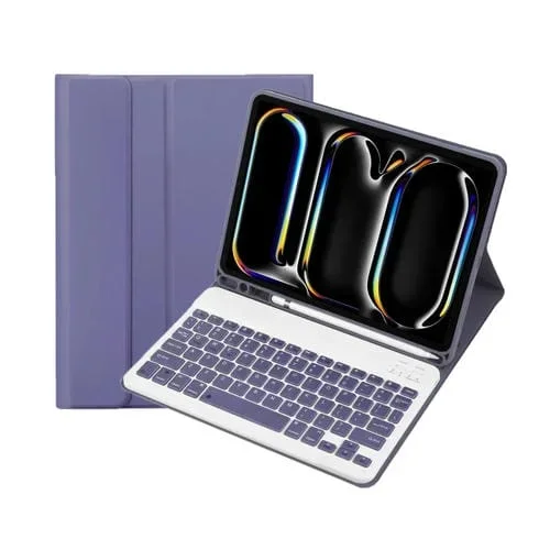 Funda para Tableta iPad Pro 11 2024 A13B Cuero con Teclado Táctil Bluetooth Ranura Bolígrafo (Púrpura)