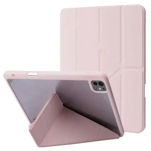 Funda para Tableta iPad Pro 13 2024 Cuero Acrílico Transparente con Deformación (Rosa)