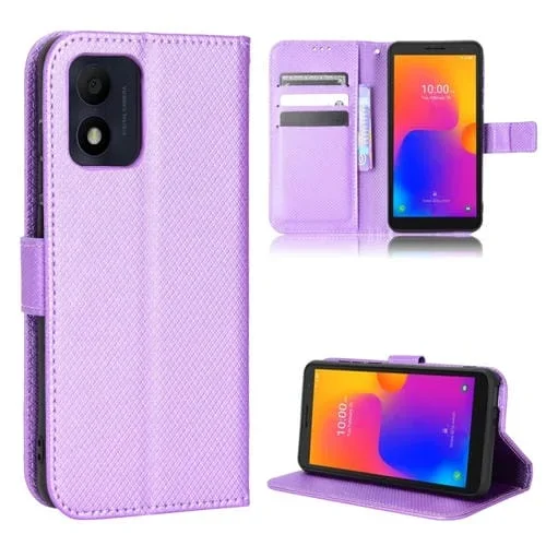 Funda para TCL 303 y Alcatel 1B 2022 con textura Diamante (Morado)