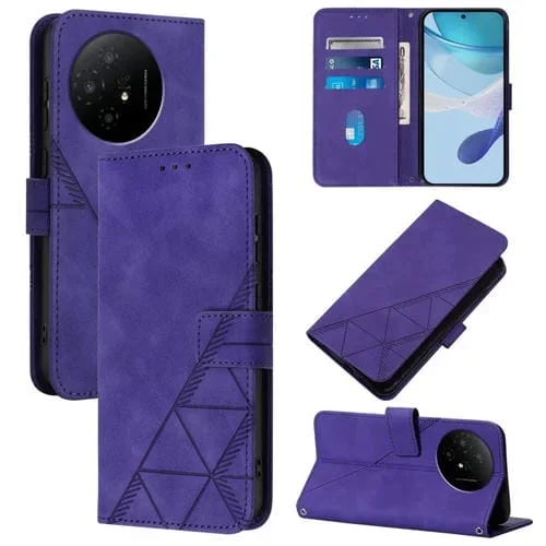 Funda para TCL 50 Xl 5G Crossbody de Cuero con Tapa en Relieve 3D (Púrpura)