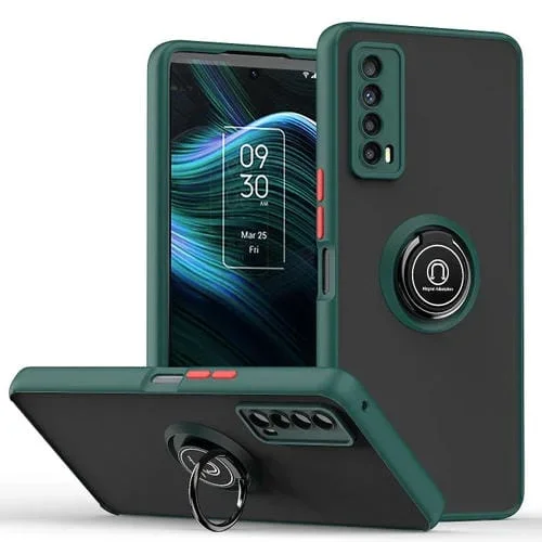 Funda para TCL Stylus 5G Q Shadow 1 Series TPU + PC con Soporte para Anillo (Verde Oscuro)