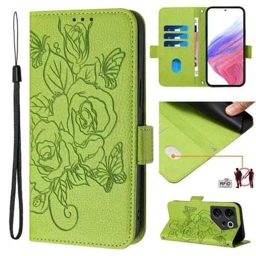 Funda para Tecno Camon 20 Premier 5G de Cuero Antirrobo RFID con Relieve (Verde)
