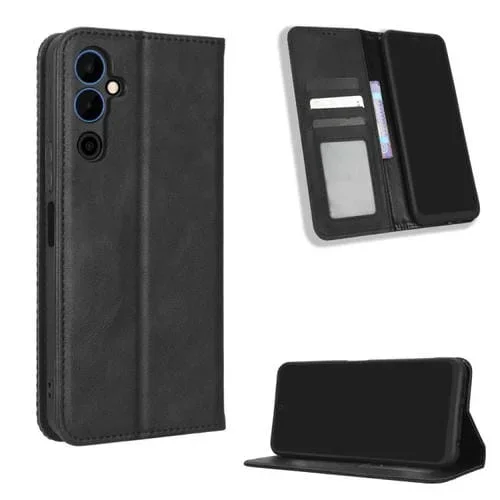 Funda para Tecno Pova Neo 2 con Hebilla Magnética y Textura Retro de Cuero (Negro)