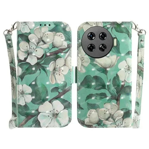 Funda para Tecno Spark 20 Pro+ 4G Cuero con Tapa Horizontal 3D (Flor de Acuarela)