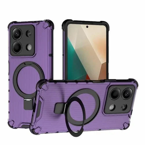 Funda para Teléfono a Prueba de Golpes con Soporte de Rejilla para Redmi Note 13 5G (Morado)