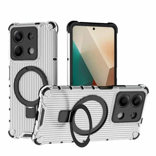 Funda para Teléfono a Prueba de Golpes con Soporte de Rejilla para Redmi Note 13 5G (Transparente)