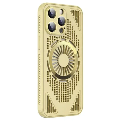 Funda para Teléfono a Prueba de Golpes con Ventilación Hueca Magsafe para iPhone 14 Pro Max (Amarilla)