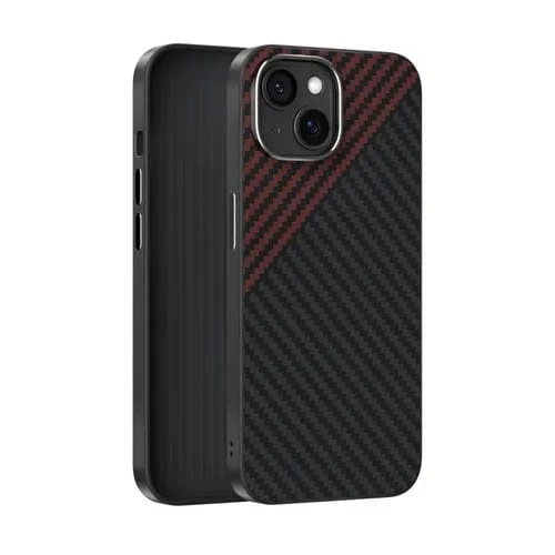 Funda para Teléfono Abeel C Carbon Fiber Series 6D Micro Relief Magsafe para iPhone 15 (Negro y Rojo)