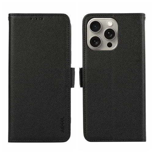 Funda para Teléfono Abeel iPhone 13 Pro Max Rfid Cuero Patrón Litchi Magnético (Negro)