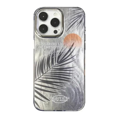 Funda para teléfono Apple iPhone 14 Pro Max Patrón Ilustración Diseño Radiación Cobertura Total a Prueba de Golpes (Sunset Frond)