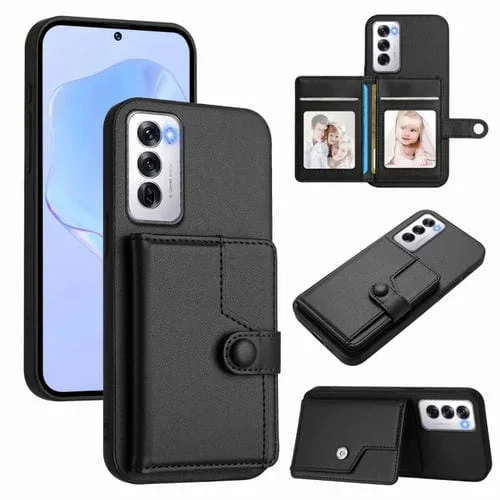 Funda para Teléfono con Botón y Tarjeta Rfid Antirrobo para Oppo Reno12 Global (Negra)