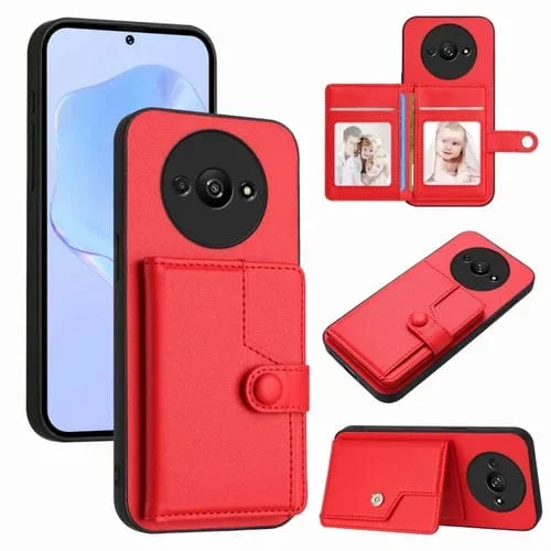Funda para Teléfono con Botón y Tarjeta Rfid Antirrobo para Redmi A3 4G (Roja)