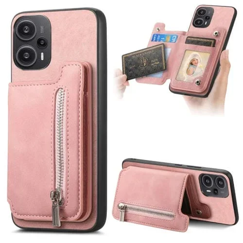Funda para Teléfono con Cremallera Magsafe Retro para Redmi Note 12 Turbo/Poco F5 5G (Rosa)