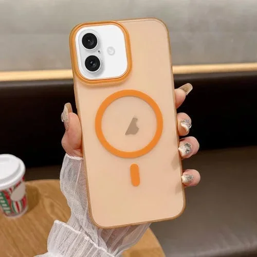 Funda para Teléfono con Imán Magsafe PC Tacto Suave Arena para iPhone 16 (Naranja)