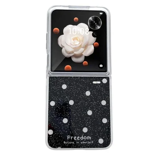 Funda para teléfono con purpurina y puntos para Honor Magic V (negra)