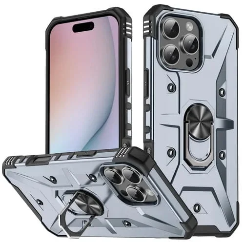 Funda para Teléfono con Soporte de Anillo iPhone 16 Pro Max (Gris)