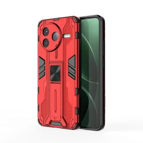Funda para Teléfono con Soporte de PC y TPU para Redmi K80 Supersonic (Roja)