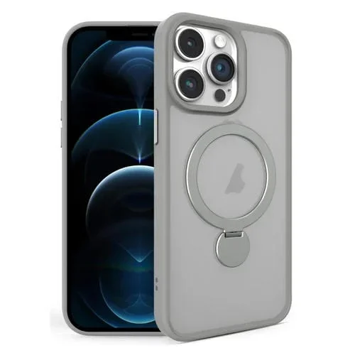 Funda para Teléfono con Soporte Magnético Magsafe Giratorio 360 Grados para iPhone 12 Pro Max (Gris)