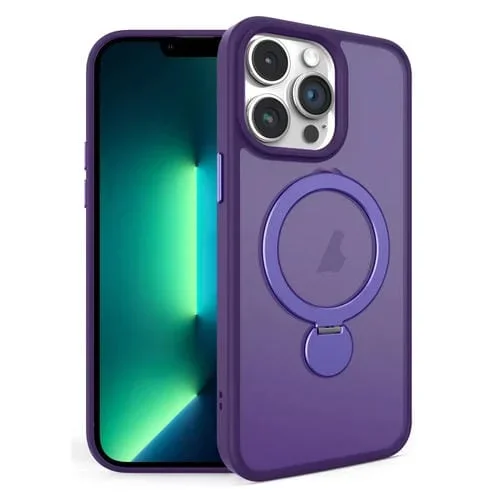 Funda para Teléfono con Soporte Magnético Magsafe Giratorio 360 Grados para iPhone 13 Pro Max (Morado Oscuro)