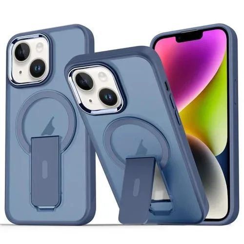 Funda para Teléfono con Soporte Magsafe Acrílico y TPU para iPhone 14/13 (Azul Oscuro)