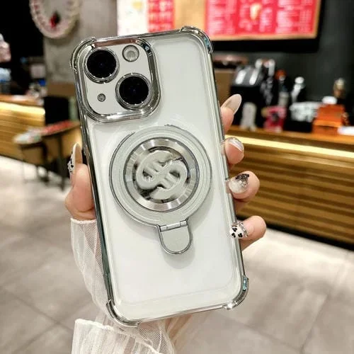 Funda para Teléfono con Soporte Magsafe para iPhone 14 Plus con Película para Lente (Plateada)