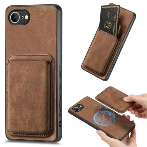 Funda para Teléfono con Tarjetero Cuero Retro iPhone 16E (Marrón)
