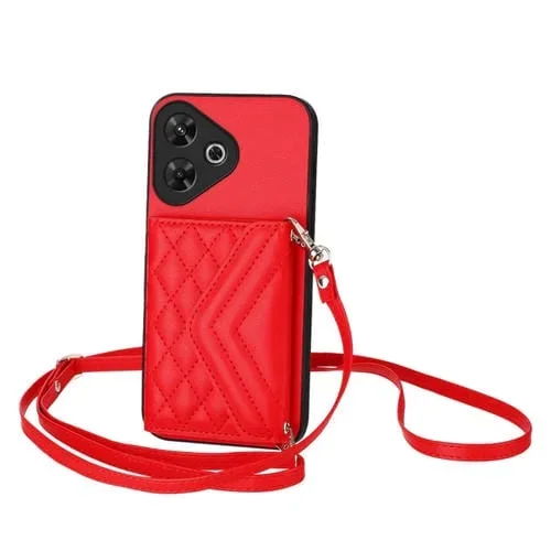 Funda para Teléfono con Textura Rómbica y Rfid para Redmi Note 13R Pro/13 4G (Roja)