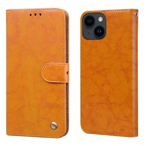 Funda para teléfono Cuero con tapa a prueba de golpes iPhone 15 (Amarillo)