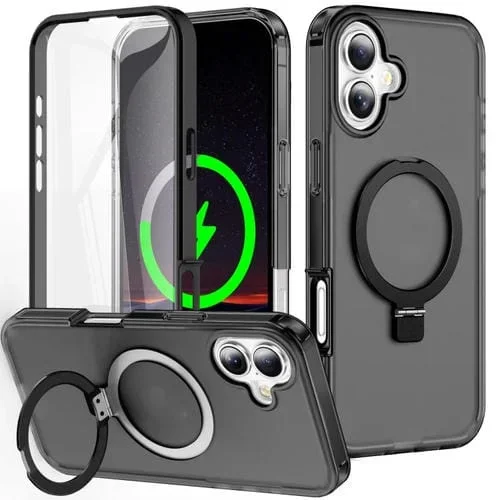 Funda para Teléfono Cuerpo Completo con Soporte Magsafe 360 para iPhone 16 (Negro)