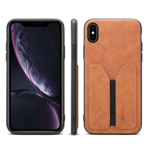 Funda para Teléfono Denior Dv para iPhone Xs Max Tarjeta Elástica Pu Contraportada (Marrón)