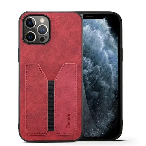 Funda para Teléfono Denior iPhone 12 Pro Max Ranura para Tarjeta Elástica Pu + TPU (Rojo)